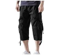 Short Cargo Homme Taille Haute- Pantacourt Grande Taille Plissée Vintage Comfortable Tendance Multi-Poches Couleur Unie Randonnée Ample Casual Slim Chic Classiques Streetwear