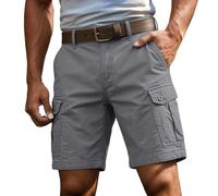 Short Cargo Homme Travail Bermuda Coton Taille Élastique Multi Poches Été Grande Taille Pantalon Court Baggy Militaire Casual Décontracté Randonnée Sport Outdoor Uni Vintage Boardshort