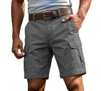 Short Cargo Homme Travail Bermuda Coton Taille Élastique Multi Poches Été Grande Taille Pantalon Court Baggy Militaire Casual Décontracté Randonnée Sport Outdoor Uni Vintage Boardshort