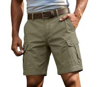 Short Cargo Homme Travail Bermuda Coton Taille Élastique Multi Poches Été Grande Taille Pantalon Court Baggy Militaire Casual Décontracté Randonnée Sport Outdoor Uni Vintage Boardshort