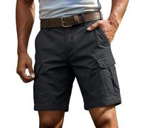 Short Cargo Homme Travail Bermuda Coton Taille Élastique Multi Poches Été Grande Taille Pantalon Court Baggy Militaire Casual Décontracté Randonnée Sport Outdoor Uni Vintage Boardshort