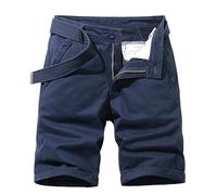 Short Cargo Hommes Coton Respirant Shorts D'été Confortable Casual Taille Élastique Pantalon Court Multi-Taxes Couleur Unie Courte Shorts De Travail Sport Baggy Trekking Bermuda, bleu, 3XL