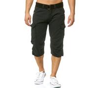 Indicode Hommes Nicolas Check Cargo Shorts | Pantalon Court Cargo 3/4 avec Ceinture Black M