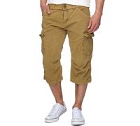 Indicode Hommes Nicolas Check Cargo Shorts | Pantalon Court Cargo 3/4 avec Ceinture Amber M