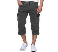 Indicode Hommes Nicolas Check Cargo Shorts | Pantalon Court Cargo 3/4 avec Ceinture Raven XL