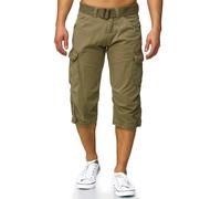 Indicode Hommes Nicolas Check Cargo Shorts | Pantalon Court Cargo 3/4 avec Ceinture Dired Herb M