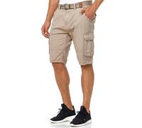 Indicode Hommes Monroe Cargo Shorts | Pantalon Court Cargo avec Ceinture Greige S