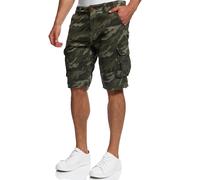 Indicode Hommes Monroe Cargo Shorts | Pantalon Court Cargo avec Ceinture Dired Camouflage L
