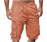 Short cargo léger pour homme à séchage rapide avec plusieurs poches zippées pour la pêche, le cyclisme, la marche, le safari, les activités de plein air et les loisirs, marron, L