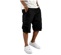 Short Cargo Militaire Homme Pantacourt de Sport Quotidien Été Taille Élastique Léger Décontracté Coupe Ample Bermuda avec Multi-Poches Shorts de Travail Loisirs Randonnée Voyages