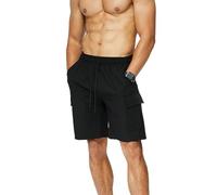Short Cargo Militaire Homme, Pantalon Court Homme Sport avec Poches Extensible À Taille Élastique Séchage Rapide Cargo Outdoor Coton Casual Lâche Tissus Respirants Transpiration Tenue Fraîche