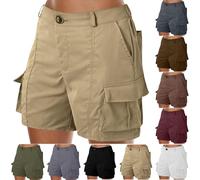 Short cargo pour femme - Short d'été décontracté - Pantalon court avec poches multiples - Bermuda en tissu - Pantalon d'été cargo - Pantalon de randonnée baggy - Short de sport - Short de plage