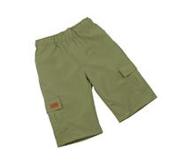 Short cargo pour garçon, vert olive, à enfiler, avec poche utilitaire | Un short mi-haut décontracté avec une taille froncée, des ourlets droits et une grande poche cargo latérale. Le matériau en