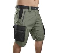 Short cargo pour homme - Bermuda léger - Respirant - Séchage rapide - Imperméable - Stretch - Pantalon cargo - Pantalon de VTT - Pantalon de cyclisme - Pantalon de travail d'été pour homme, vert, L