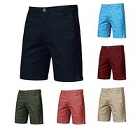 Short Cargo pour Homme, Coupe ajustée, Entrejambe de 25,4 cm, Short d'été décontracté en Coton avec Poches, Rouge, M