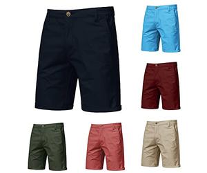 Short Cargo pour Homme, Coupe ajustée, Entrejambe de 25,4 cm, Short d'été décontracté en Coton avec Poches, Kaki, M