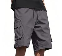 Short cargo pour homme court avec taille élastique et cordon de serrage avec poches - Short de survêtement extensible pour la randonnée, la pêche, Short cargo gris foncé pour homme, XS