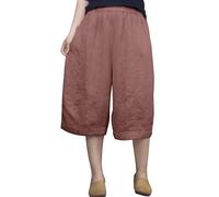 Short cargo pour homme en coton et lin avec taille élastique - Caractéristiques : maillot short à domicile, Rose, M