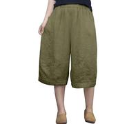 Short cargo pour homme en coton et lin avec taille élastique - Caractéristiques : maillot short à domicile, vert, 4XL