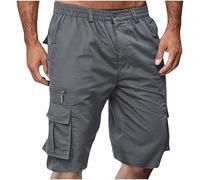 Short cargo pour homme, multi-poches, élastique, coupe droite, léger, demi-pantalon d'été surdimensionné, couleur unie, short de survêtement ample pour l'entraînement, l'escalade, taille M-4XL, gris