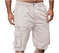 Short cargo pour homme, multi-poches, élastique, coupe droite, léger, demi-pantalon d'été surdimensionné, couleur unie, short de survêtement ample pour l'entraînement, l'escalade, taille M-4XL, gris