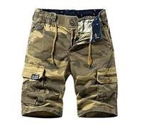 Short cargo pour homme - Pantalon d'été décontracté - Motif camouflage - Taille moyenne - Short de travail en coton - Short de travail - Pantalon de travail - Pantalon de randonnée - Pantalon chino