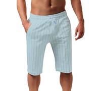 Short cargo pour homme - Short d'été décontracté avec poches - Taille élastique - Short de plage - Couleur unie - Pantalon de sport avec cordon de serrage - Pantalon de loisirs - Pantalon d'été léger