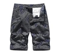 Short cargo pour homme - Short d'été - En coton - Cordon de serrage - Taille élastique - Avec poches - Style urbain - Style sportif - Camouflage - Coupe ajustée, O gris., 34