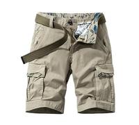 Short Cargo pour Hommes, Multi-Poches, Couleur Unie, Pantalon Court Décontracté, Bouton Droit,