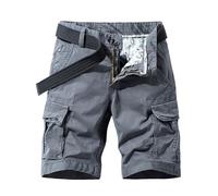 Short Cargo pour Hommes, Multi-Poches, Couleur Unie, Pantalon Court Décontracté, Bouton Droit,