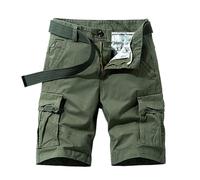 Short Cargo pour Hommes, Multi-Poches, Couleur Unie, Pantalon Court Décontracté, Bouton Droit,