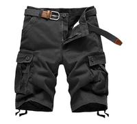 Short cargo sauvage en coton pour homme - Multi-poches - Pour la randonnée - Sans ceinture, gris foncé, 44