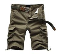 Short cargo sauvage en coton pour homme - Multi-poches - Pour la randonnée - Sans ceinture, Jaune militaire, 50