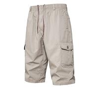 Short Chantier Homme - Pantalon Cargo D'Été pour avec Attache De Poche De Couleur Unie Short De Lavage Moyen Taille Plus (Grey XXL)