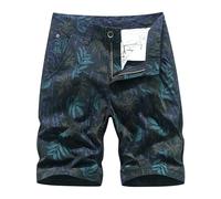 Short Chantier Homme - Salopette Camouflage en Coton Lavé pour Mode Sport Pantalon Moyen De Cinq (Blue 31)