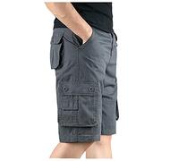 Short chino cargo extensible pour homme, séchage rapide, léger, 3/4, randonnée, marche, été, travail, escalade, avec plusieurs poches, gris foncé, 6XL