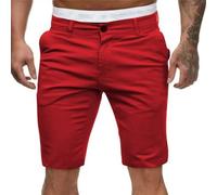 Short chino d'été pour homme - Coupe ajustée - Short d'été léger - Stretch - Confortable - Couleur unie - Short classique avec poches - Pantalon d'entraînement de sport, rouge, M