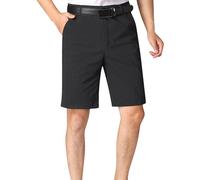 Short chino pour homme, coupe ajustée, bermuda classique formel pour le bureau, le travail, les affaires, short à devant plat, robe de dîner, court d'été essentiel, Noir , 42