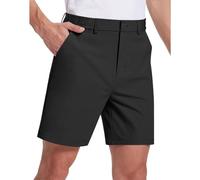 Short chino pour homme, coupe droite, short de golf extensible pour le bureau, le travail classique, bermuda d'été UPF 50+, short pour protection solaire, demi-pantalon décontracté avec poche, Noir