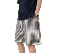Short Classique à Rayures Verticales for Hommes, Ample, Longueur aux Genoux, Pantalon d'été décontracté, Cordon élastique, Bermuda léger