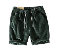 Short classique en velours côtelé pour homme - Short de bain léger avec élastique - Coupe droite - Short de trekking - Short cargo - Uni, vert, XL