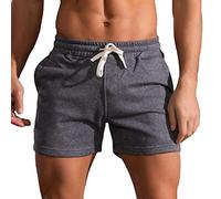 Short Cordon de Serrage Homme en Coton,Short Court Sport Homme Respirants,Bermuda Décontractée Grandes Tailles,Shorts de Plage Ete Pantalon Court de Extérieur Fitness avec Poches