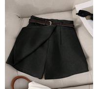 Short couleur unie élégant avec ceinture, grande taille, polyvalent pour le travail, l'extérieur, le bureau, les fêtes et le style décontracté, été 0XL,1XL,2XL,3XL,4XLTissu tissé