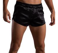 Short court pour homme - En soie - Sous-vêtements sexy en satin - Sensation de soie - Séchage rapide - Boxer pour homme - Sous-vêtements de plage, Noir , XXXL