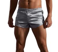 Short court pour homme - En soie - Sous-vêtements sexy en satin - Sensation de soie - Séchage rapide - Boxer pour homme - Sous-vêtements de plage, argenté, M