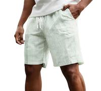 Short court rayé pour homme - Short d'été chino - Taille élastique - Short d'entraînement - Short de plage avec poches - Cadeau pour homme
