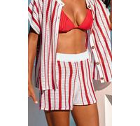 Short cover up de plage rayé au style gourmand Rouge L