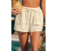 Short cover up floral à poches Jaune M