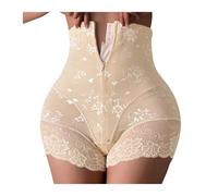 Short Culotte Gainante Femmes Shaper culottes Sexy dentelle Shapers corps Shaper avec fermeture éclair ventre contrôle culotte Shapewear ventre minceur corset Femme Ventre Plat Invisible Shorty(Beige,