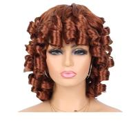 Short Curly Wig with Bangs for Black Women Soft Big Curly Heat Resistant Natural Looking Synthetic Wigs Hair Extensions Pièces Wigs(350)
